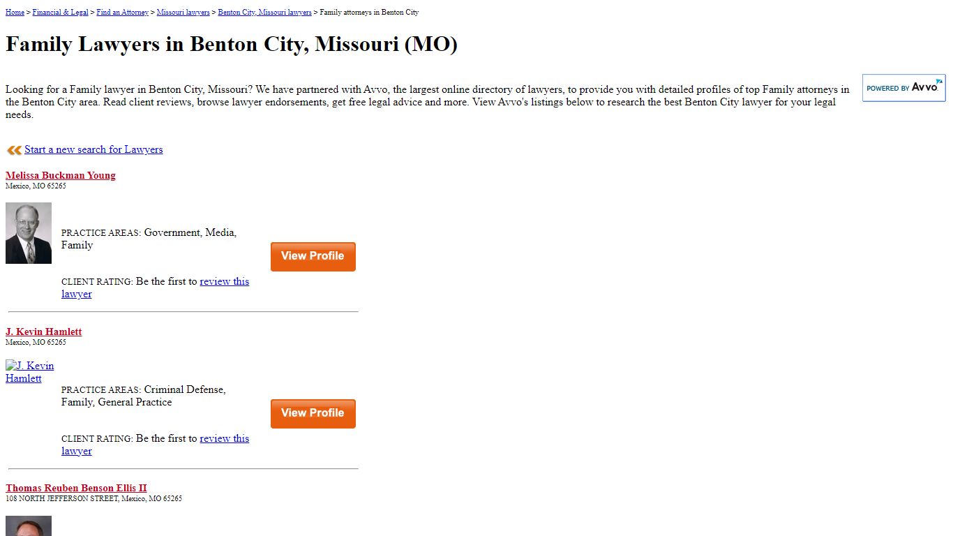Family Lawyers in Benton City, Missouri (MO) - boomerater.com